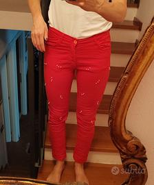 pantaloni rossi strass perle cotone Curvy byKoiba