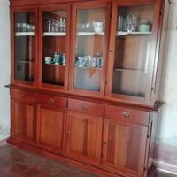 Mobile Credenza Vetrina Legno 4 Ante Arte Povera