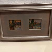 Quadro con due miniature paesaggio -impressionista