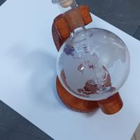 Mappamondo vetro/legno soprammobile porta liquidi