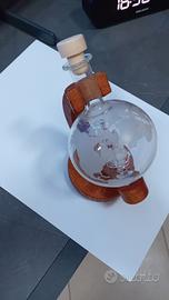 Mappamondo vetro/legno soprammobile porta liquidi