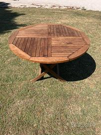 Tavolo in legno teak rotondo pieghevole