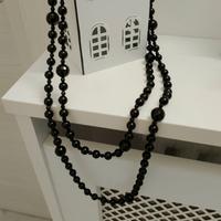 Collana in pietra di onice lunga nera