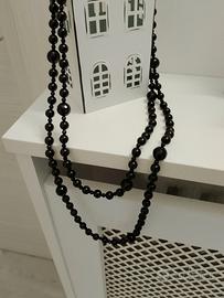 Collana in pietra di onice lunga nera