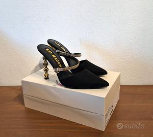 Mules, tacco, pelle, nero, strass, Kat Maconie, 40