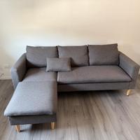 Divano imbottito 3 posti con chaise longue