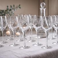 Prestigioso set vintage in cristallo inciso anni ’