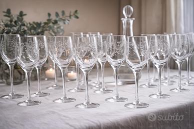 Prestigioso set vintage in cristallo inciso anni ’