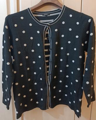 Cardigan FACIT nero a pois tg L – morbido e caldo