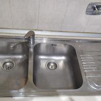 Lavello cucina inox doppia vasca + miscelatore 