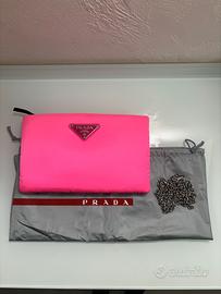 Prada  Tessuto Soft Rosa Fluo Pochette Full Set
