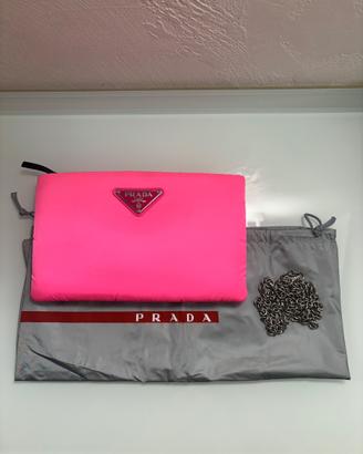Prada  Tessuto Soft Rosa Fluo Pochette Full Set