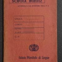Quaderno lingue corso scuola Berlitz anni '60Lecce