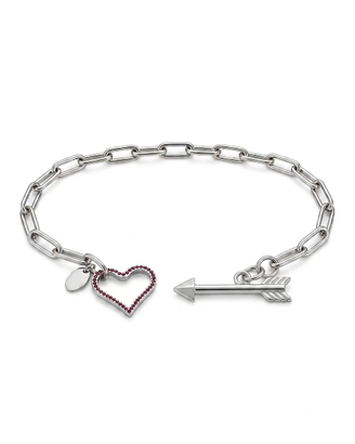 Bracciale Open Chain in Acciaio con Charm Cuore e