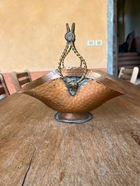 Antico Cestino/Centrotavola in Rame e Ottone