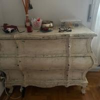 Comò Bombato Shabby Chic - Bianco Anticato