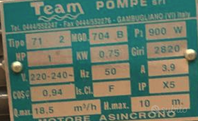 Motore pompa idromassaggio vasca/impianto casa