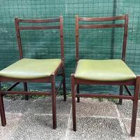 2 sedie antiche in legno con sedile verde