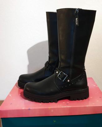 Stivali bambina by ASSO, nero, borchie,n.39
