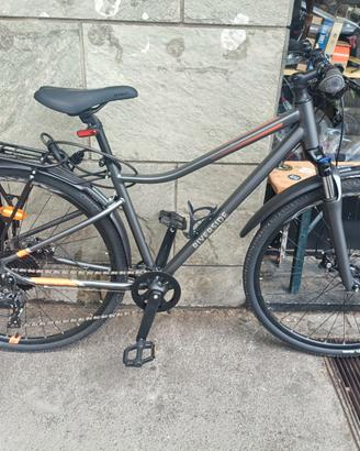 Bici trekking riverside 700 grigio-arancione