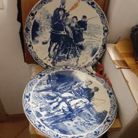 Due grandi piatti ceramica olandese Delft Blauw