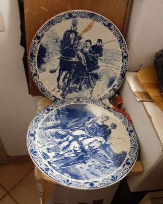 Due grandi piatti ceramica olandese Delft Blauw