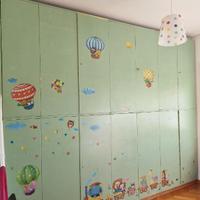 Armadio a muro in legno 7 ante per 2. H298 L350 cm