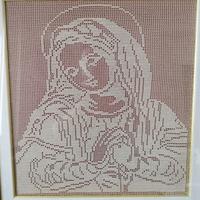 Quadro con ricamo artigianale raffigurante Madonna