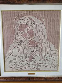 Quadro con ricamo artigianale raffigurante Madonna