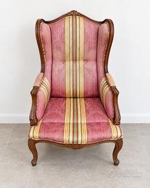 Poltrona Bergère Vintage Legno Rosa a Righe