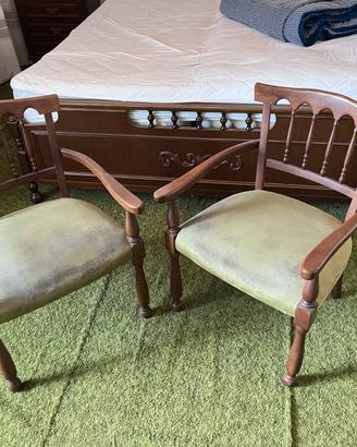 Coppia di poltroncine vintage d’epoca con bracciol