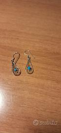 argento 925 orecchini con turchese 