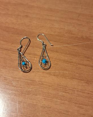 argento 925 orecchini con turchese 