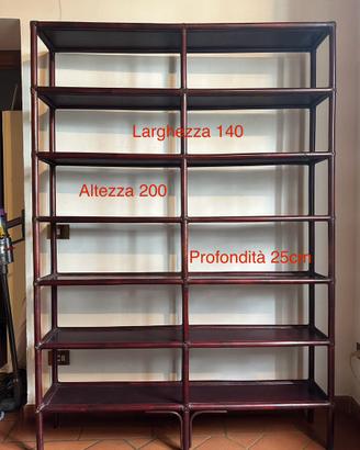Libreria scaffale Etagere legno Mogano Faux Bamboo