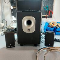 impianto audio jbl subwoofer e satelli home teatre