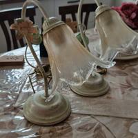 lampadario e coppia abat jour in ferro battuto 