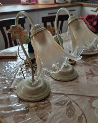 lampadario e coppia abat jour in ferro battuto 