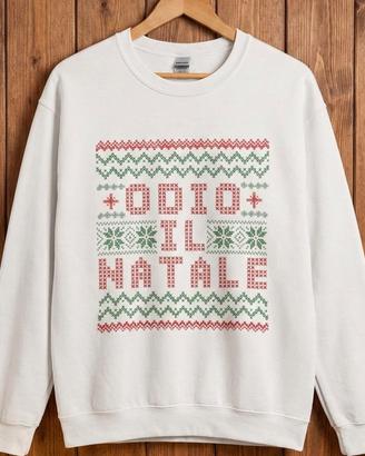 Felpa uomo bianca natalizia “Odio il Natale” – Tag