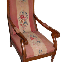 Poltroncina in legno e stoffa rosa a fiori