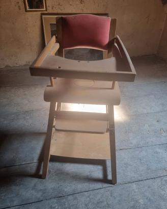 Seggiolone da bambino/a in legno, anni '60.