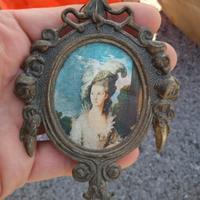 quadro miniatura vintage ottone made in Italy seta
