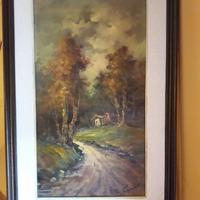 Quadro Dipinto ad olio firmato cornice ricamata