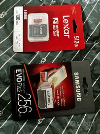 Schede NUOVE SD card Samsung 256 512 lexar