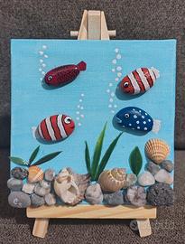 Quadretto con i sassi: "Piccolo acquario"