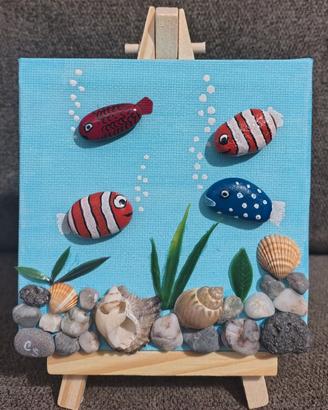 Quadretto con i sassi: "Piccolo acquario"