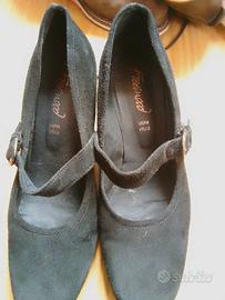 scarpa camoscio nero zeppa n40 