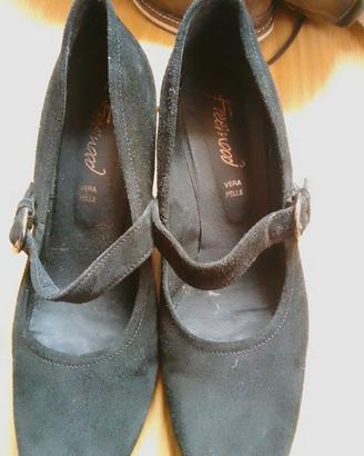 scarpa camoscio nero zeppa n40 