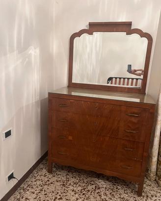 Cassettiera legno con specchio