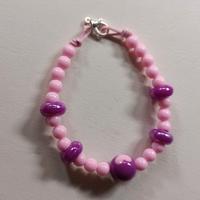 Bracciale donna ragazza con perline rosa e viola 