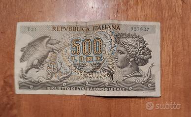biglietto banconota 500 lire testa aretusa 